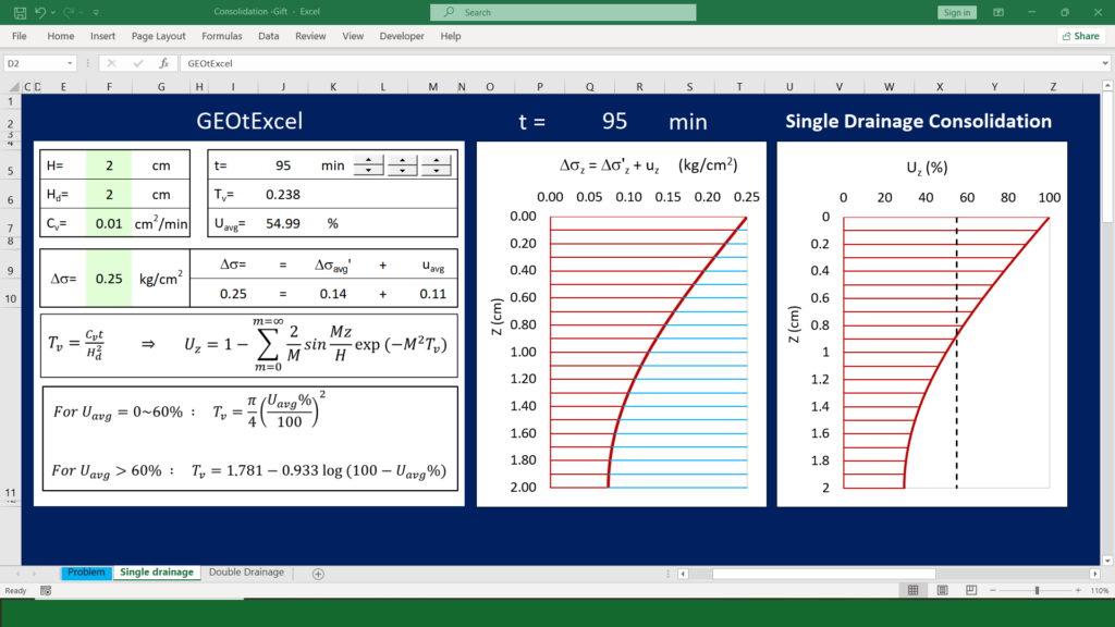 Soil Mechanics, Consolidation, Single drainage