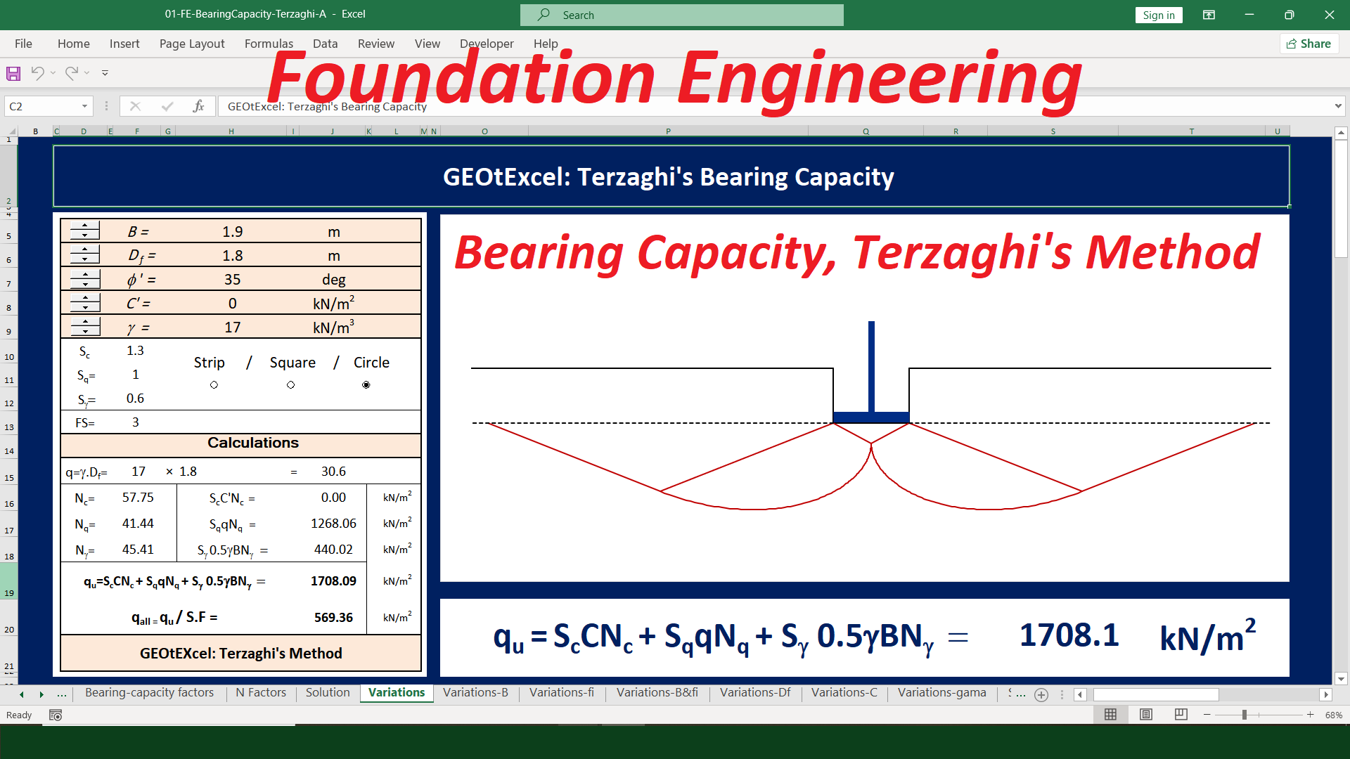 Bearing Capacity Calculator - GEOtExcel