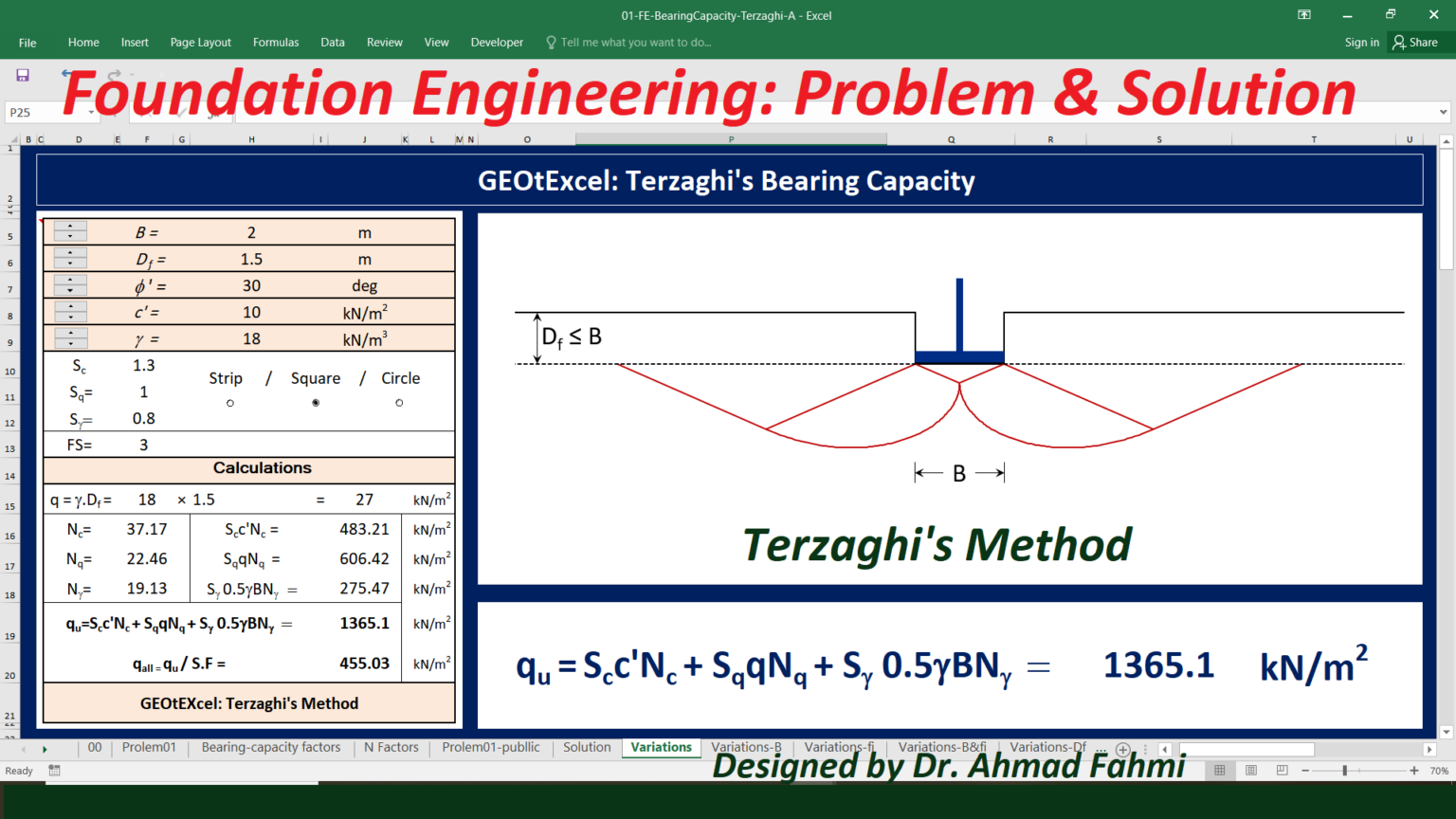 Bearing Capacity Calculator - GEOtExcel